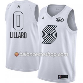 Camiseta Hombre NBA Portland Trail Blazers Damian Lillard 0 2018 All-Star Jordan Brand Blanco Swingman